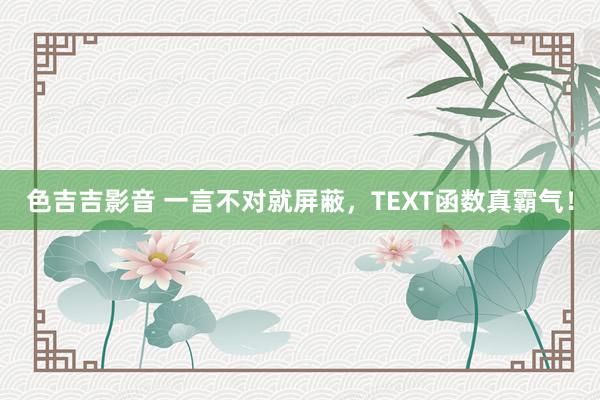 色吉吉影音 一言不对就屏蔽，TEXT函数真霸气！