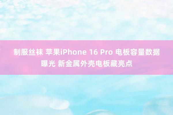 制服丝袜 苹果iPhone 16 Pro 电板容量数据曝光 新金属外壳电板藏亮点