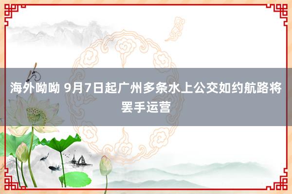 海外呦呦 9月7日起广州多条水上公交如约航路将罢手运营