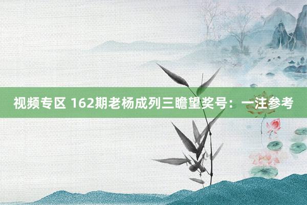 视频专区 162期老杨成列三瞻望奖号：一注参考