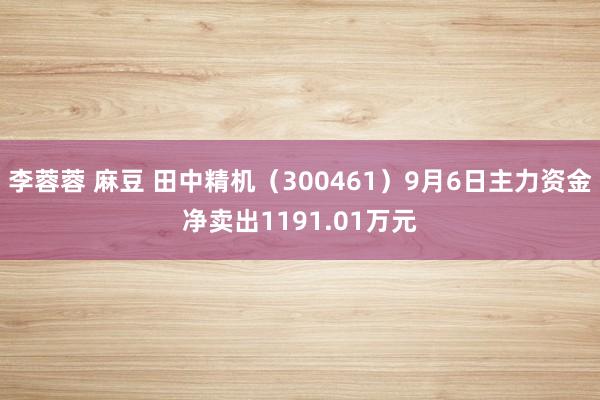 李蓉蓉 麻豆 田中精机（300461）9月6日主力资金净卖出1191.01万元