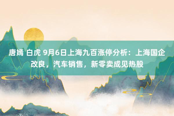 唐嫣 白虎 9月6日上海九百涨停分析：上海国企改良，汽车销售，新零卖成见热股