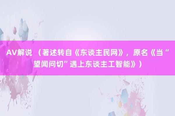 AV解说 （著述转自《东谈主民网》，原名《当“望闻问切”遇上东谈主工智能》）